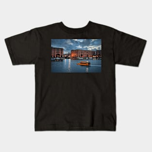 Albert Dock Liverpool at dusk with a yellow Duck Marine Craft Kids T-Shirt